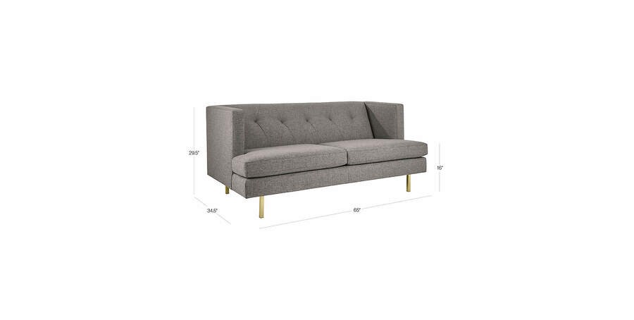 Avec Grey Apt Sofa With Brass Legs | CB2 UAE Avec Grey Apt Sofa With Brass Legs | CB2 UAE