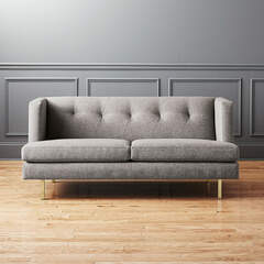 Avec Grey Apt Sofa With Brass Legs | CB2 UAE Avec Grey Apt Sofa With Brass Legs | CB2 UAE
