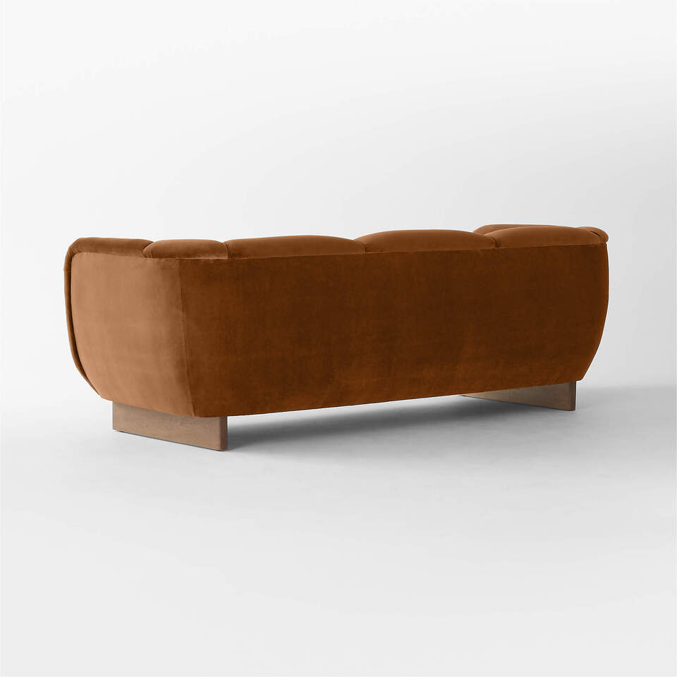 Claude Cognac Velvet Sofa | CB2 UAE