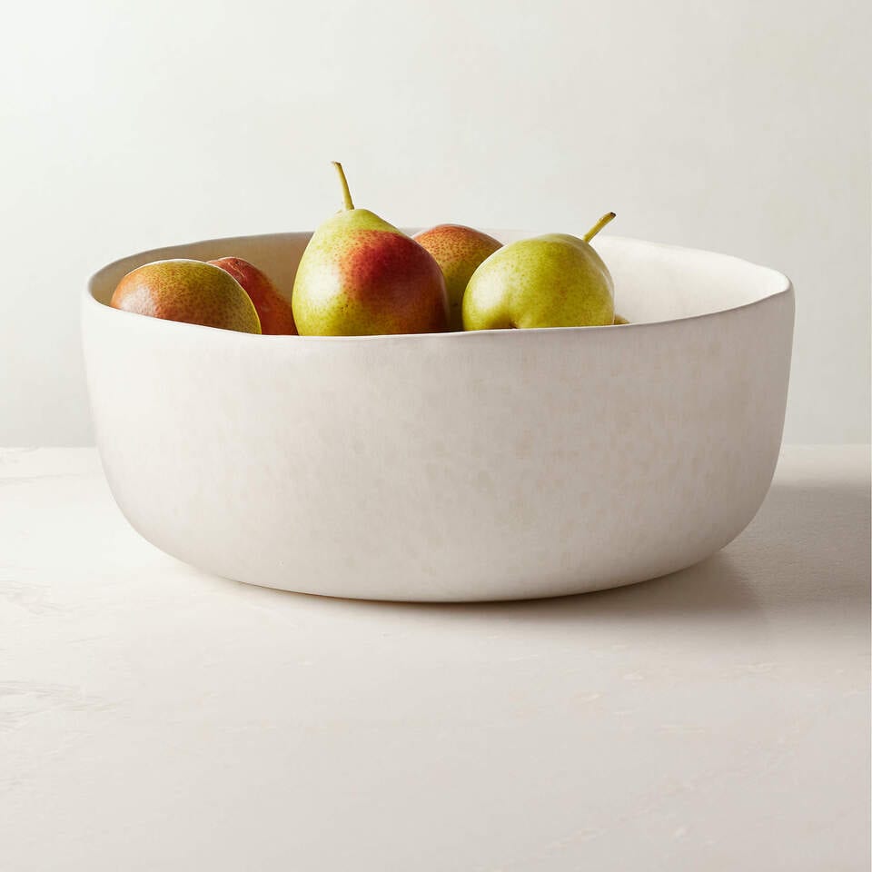 Drift White Serving Bowl with Reactive Glaze CB2 UAE