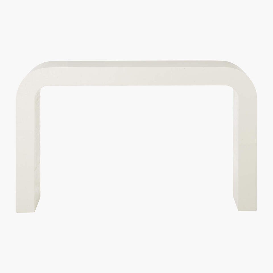 Horseshoe Modern Ivory Lacquered Linen Console Table 52'' | CB2 UAE