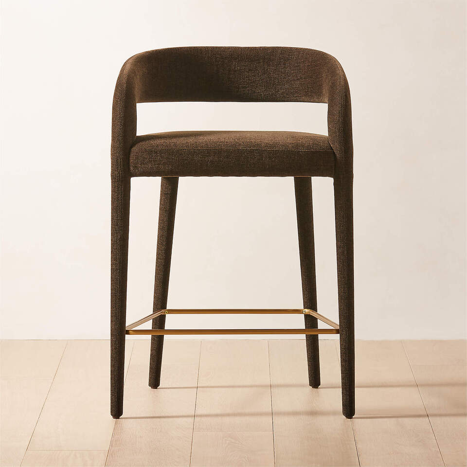 Lisette Brown Performance Fabric Counter Stools Set of 2 | CB2 UAE