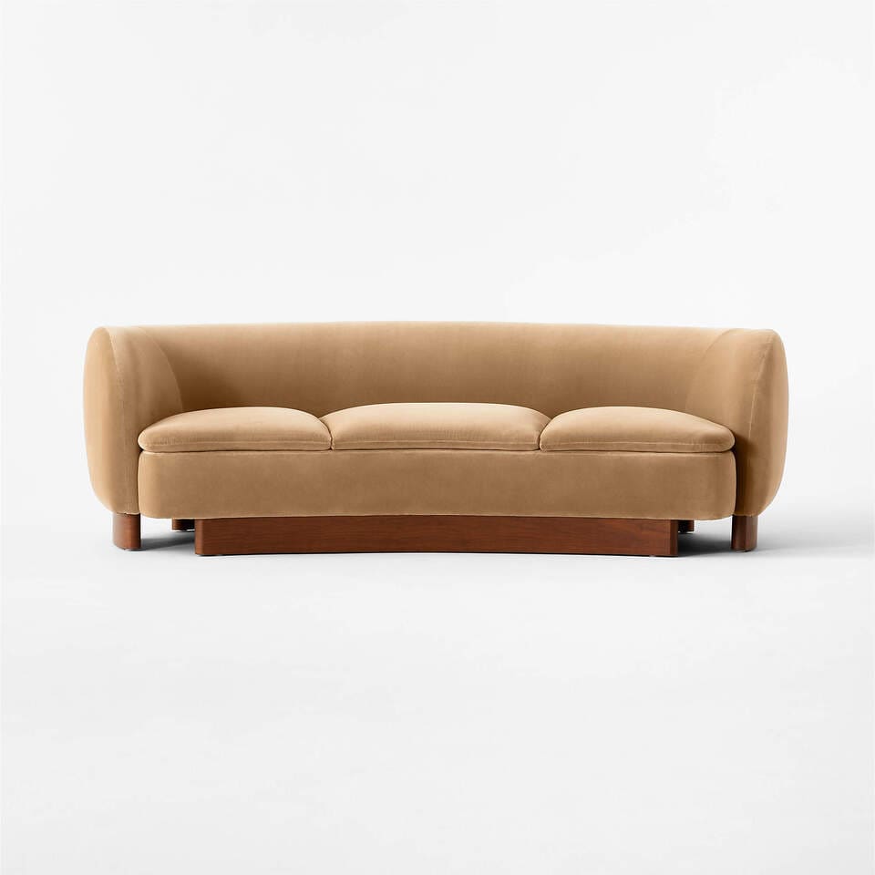 Muir 90" Camel Velvet Curved Sofa by Lawson-Fenning | CB2 UAE