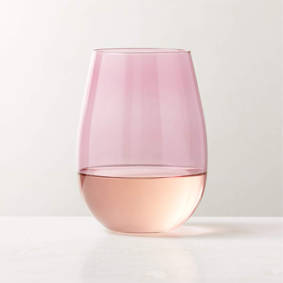 True Modern Pink Stemless Wine Glass | CB2 UAE