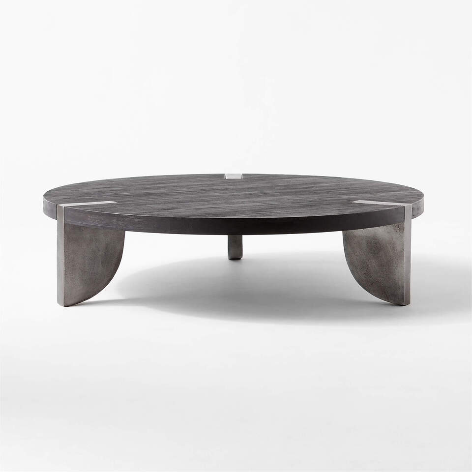 Zepa Round Black Wood Coffee Table | CB2 UAE